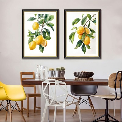 FONTOI 2pcs Lemon Canvas Wall Art, Botanical Wall Decor Living Room, Dining Room Decor Framed Wall Art for Hallway, Yellow 24"* 32"*1.2"
