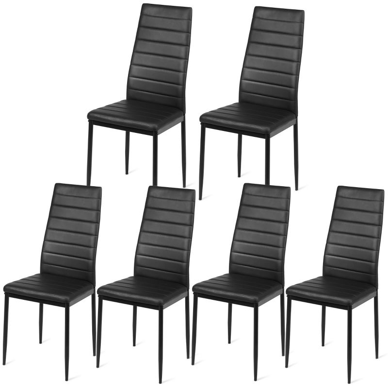 Tangkula Set of 6 Dining Chairs High Back Kitchen Home Furniture,PVC, 1 of 9