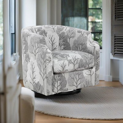 Swivel Glider Polyester Fabric Barrel Chair with Pocket Coil Seat, Reversible Cushion, and 360-Degree Swivel