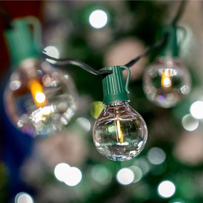 100 Feet Warm White LED Globe Outdoor Patio String Lights with Green Wire