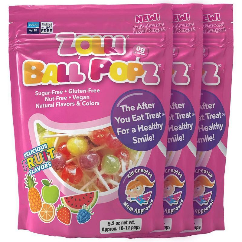 Zolli Ball Popz Sugar Free Candy Lollipops - 5.2oz/3pk, 1 of 14
