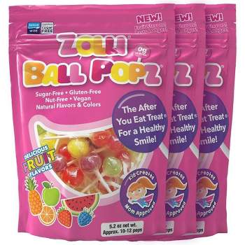 Zolli Ball Popz Sugar Free Candy Lollipops - 5.2oz/3pk