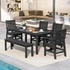 Tangkula Patio Dining Chairs Set of 4 w/Wide Armrests Curved Seat Wood Grain for Backyard - 3 of 4