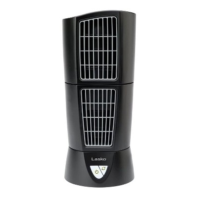 Lasko 4916 3-Speed Platinum Compact Portable Oscillating Tabletop Desktop Wind Tower Fan with Handle for Office, Bedroom, Kitchen, and Bathroom, Black