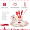 215 PCS Christmas Paper Plates and Napkins, Christmas Disposable Party Supplies Decorations - 3 of 4