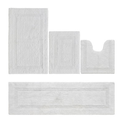 Lux Premium 100% Cotton Tufted Solid Reversible 4 Piece Bath Rug Set – Ultra-Soft, Water-Absorbent, Durable, Machine Washable Bathroom Rug