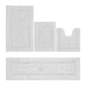 Lux Premium 100% Cotton Tufted Solid Reversible 4 Piece Bath Rug Set – Ultra-Soft, Water-Absorbent, Durable, Machine Washable Bathroom Rug - 1 of 4