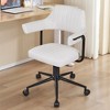 VECELO PU Leather Office Desk Chair with Wheels & Backrest, Adjustable Height, Rolling Swivel for Living Room or Bedroom, White/Gray - 2 of 4