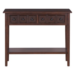 PDTEND 38.2" Rubber Wood Rustic Console Table - 1 of 4