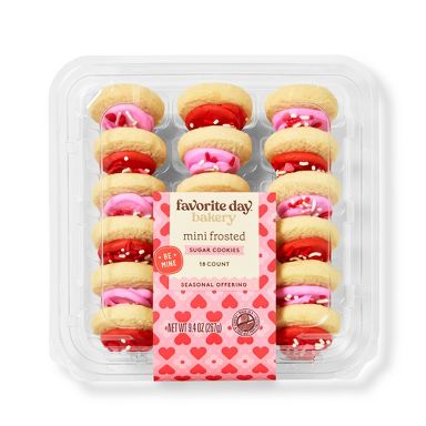 Valentine's Pink & Red Mini Frosted Sugar Cookies - 9.4oz/18ct - Favorite Day™