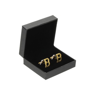 Unique Bargains Men Weddings Gift Classic Alphabet Cuff Links with Box 2 Pcs