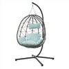 Skran Egg Chair with Stand Indoor Outdoor Swing Chair Patio Wicker Hanging Egg Chair Hanging Basket Chair with Stand - 2 of 4