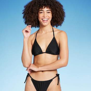 Women's Triangle Ribbed Bikini Top - Shade & Shore™ Black Xl : Target