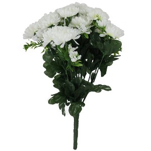 Allstate Floral 14" Green/White Flowering Chrysanthemum Artificial Floral Arrangement - 1 of 3