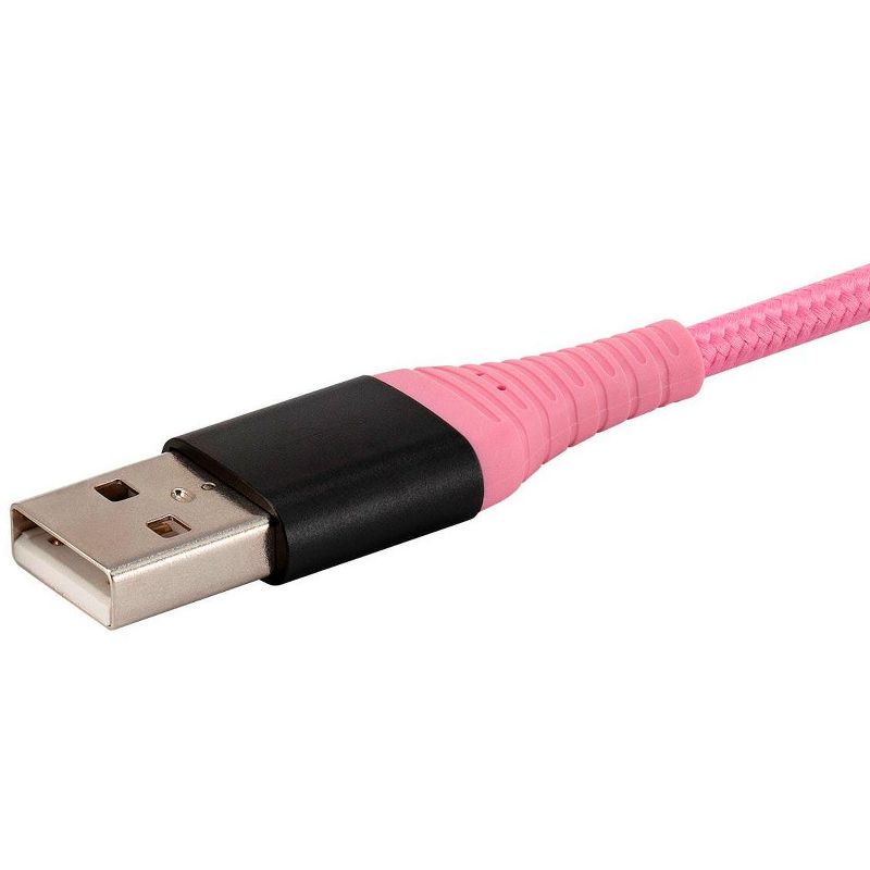 Monoprice USB 2.0 Micro B to Type A Charge and Sync Cable - 6 Feet - Pink | Durable, Kevlar-Reinforced Nylon-Braid - AtlasFlex Series, 4 of 7