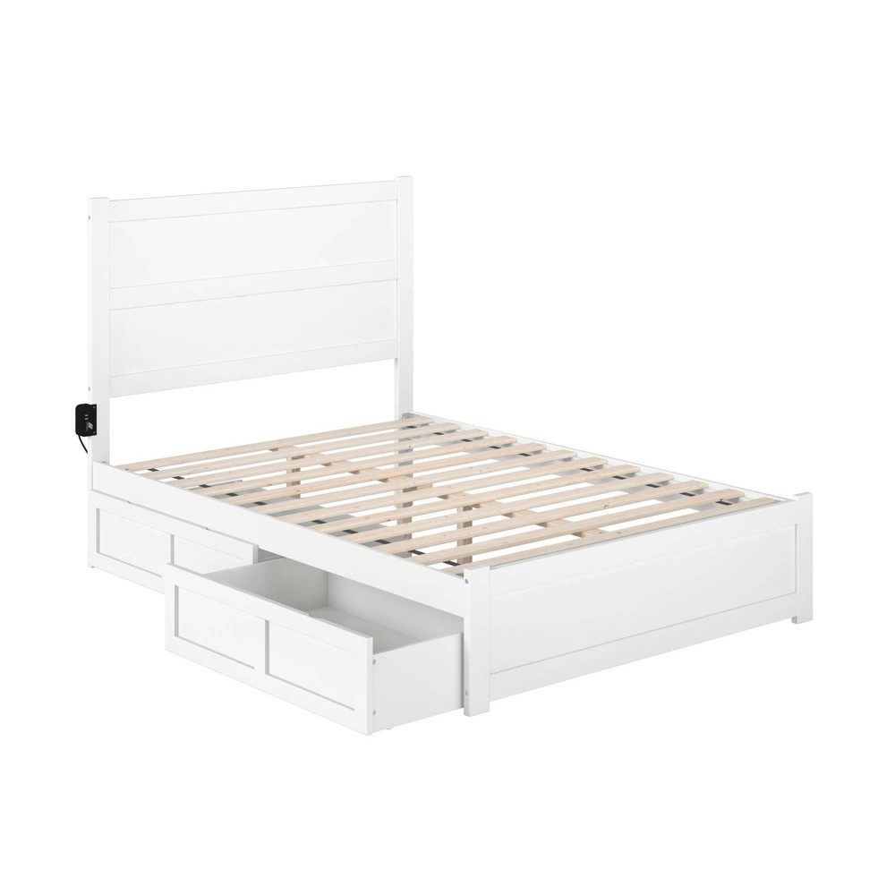 Photos - Bed Frame AFI Full Noho Bed with Footboard and 2 Drawers White  