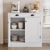 Modern Buffet Sideboard, Wood Coffee Bar Cabinet with Storage, Kitchen Storage Cabinet with 1 Drawer, White - 4 of 4