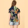 Allegra K Women's Hawaiian Floral Leaves Printed Short Sleeve Button Down Vintage Shirt - 4 of 4