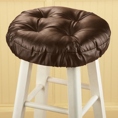 Dark Brown Faux Leather Padded Barstool Seat Cover Cushion