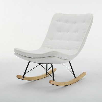 COWLOWN White 47.20-in L Lazy Rocking Chair, Armless Rocker Chair for Living room, Balcony, Bedroom and Patio Porch