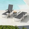 Arceso Aluminum Chaise Lounge Chair Outdoor Set, 1 Piece HDPS Patio Lounge Chair with 1 Side Table, 5 Positions Adjustable Backrest with Wheels - 3 of 4