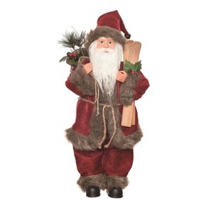 Transpac Fabric 18 in. Multicolor Christmas Rustic Cabin Santa - 1 of 4