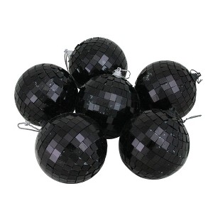 Northlight 6ct Mirrored Disco Ball Christmas Ornament Set 3.25" - Black - 1 of 1