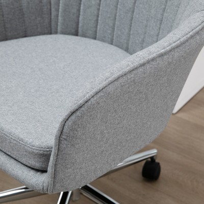 Gray Fabric Mid-Back Swivel Task Chair with Metal Base