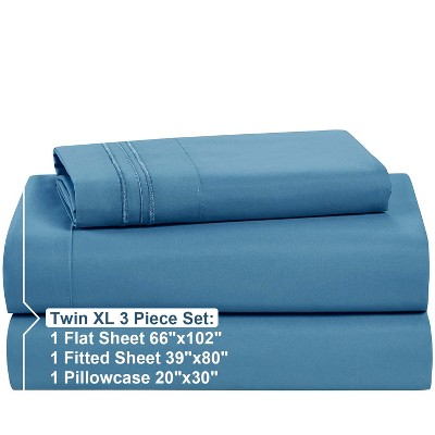 Twin XL Blue Deep Pocket Microfiber Sheet Set
