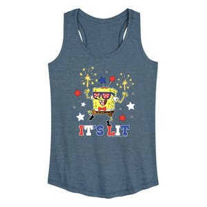 Women's - SpongeBob SquarePants - It's Lit Graphic Racerback Tank - 1 of 4
