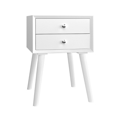 Costway End Table W/Drawers and Storage Wooden Mid-Century Accent Side Table Multipurpose for Bedroom, Living Room Home Furniture Nightstand