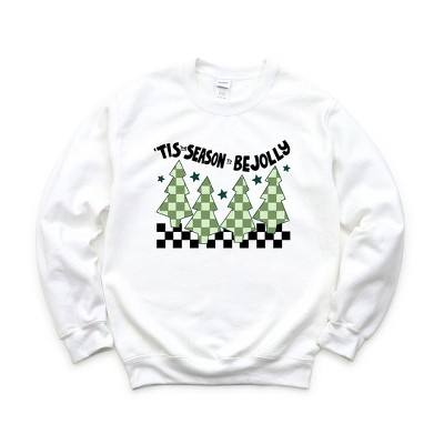 Simply Sage Market Women's Graphic Sweatshirt Be Jolly Checkered Tree