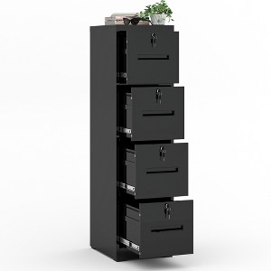 4 Drawer Metal Vertical Black Filing Cabinets with Lock for Home Office,Letter/Legal/A4/F4 Size (Assemble Required) - 1 of 1