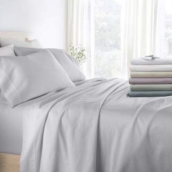 300 Thread Count 100% Cotton 4 Piece Solid Sheet Set Sateen Weave - Becky Cameron