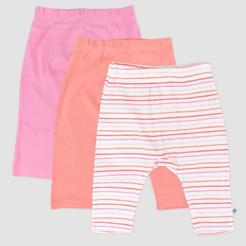 HonestBaby Baby Infant Organic Cotton Cuff-Less Harem Pants Multi-Pack 
