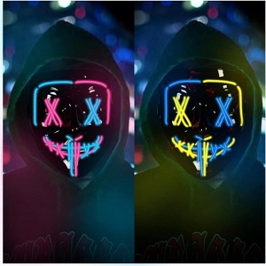 2 Pack  Light-Up Scary Mask with 3 Lighting Modes, Perfect for Halloween Festival Party - 1 of 4