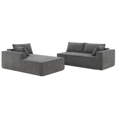 GDFStudio Cynthia Modern Minimalist Style  L-Shape Modular Floor Sectional Sofa