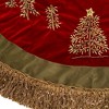 Kurt Adler 50" Burgundy Ribbon Trees Tree skirt with Green Tassel Border - 3 of 4