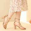 Perphy Women's Faux Suede Open Toe Lace Up Strappy Chunky Heel Sandals - 2 of 4