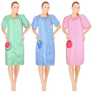 JEFFRICO 3 Pack House Dresses for Women with Pockets - Lightweight Breathable Short Sleeve Muumuu & Nightgowns - Dusters - 1 of 4