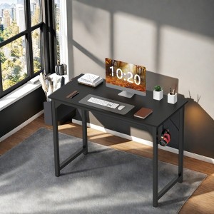 Sevobal Desks Game Computer Desk With Metal Frame And Wooden Tabletop, Home Office Modern Simple Style PC Table, Brown, 40"*19.7"*29.8" - 1 of 4