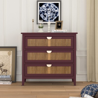 Archie Ash Wood Veneer 3-drawer And Pine Legs Accent Cabinet With Storage- Maison Boucle