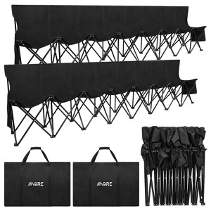 APRILSOUL Portable Folding Team Bench, 8 Seats Foldable Sideline Benches, Soccer Chair with Bag and Backrest, Adult Team Chair Black 2PACK - 1 of 4