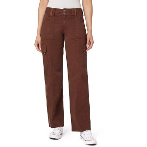 WallFlower Women's Luscious Curvy Twill Relaxed Cargo Straight Mid Rise Insta Stretch Juniors Pants - 1 of 4