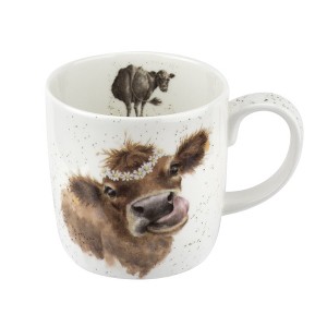 Royal Worcester Wrendale Designs 14 oz Mug, Daisy Chain with Cow Illustration - Floral Animal Mug - Dishwasher Safe, Fine Bone China - 1 of 4