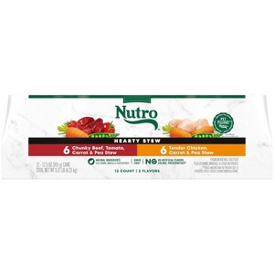 Nutro Grain Free Tender Chicken, Carrot & Pea Stew and Chunky Beef, Tomato, Carrot & Pea Stew Adult Wet Dog Food Variety Pack - 12.5oz/12ct - 1 of 4