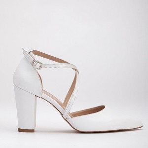 Sina - White Bridal Block Heels | Forever & Always Shoes - 1 of 4