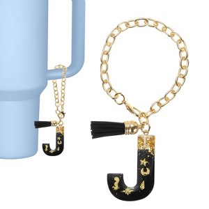 Unique Bargains Resin Lightweight Decorative Tassel Keychain Handle Charm Black with Gold Foil 1 Pc - 1 of 4