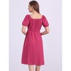 INSPIRE CHIC Women's Eyelet Square Neck Short Puff Sleeve Casual A Line Summer Midi Dress - 4 of 4