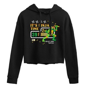 Women's - Teenage Mutant Ninja Turtles - Its Ninja Time Mikey Cropped Graphic Hoodie - 1 of 3